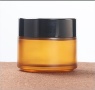 100g brown frosted glass cream jar cosmetic film container with gold black silver plastic lid