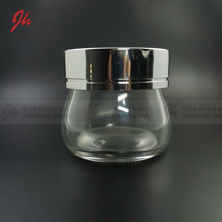 100g clay facemask glass jar with metal lid, skin cream use glass jars Cosmetic glass round jar