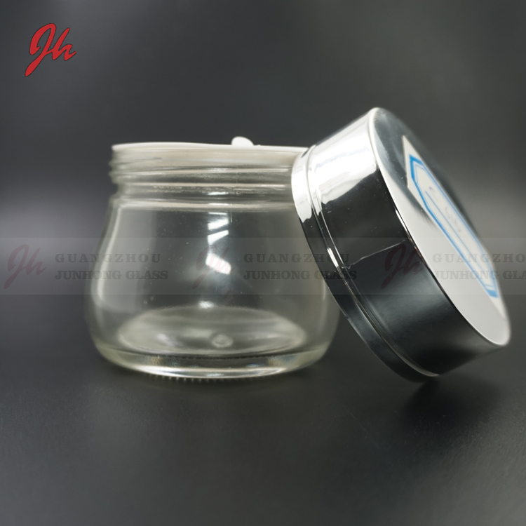100g clay facemask glass jar with metal lid, skin cream use glass jars Cosmetic glass round jar