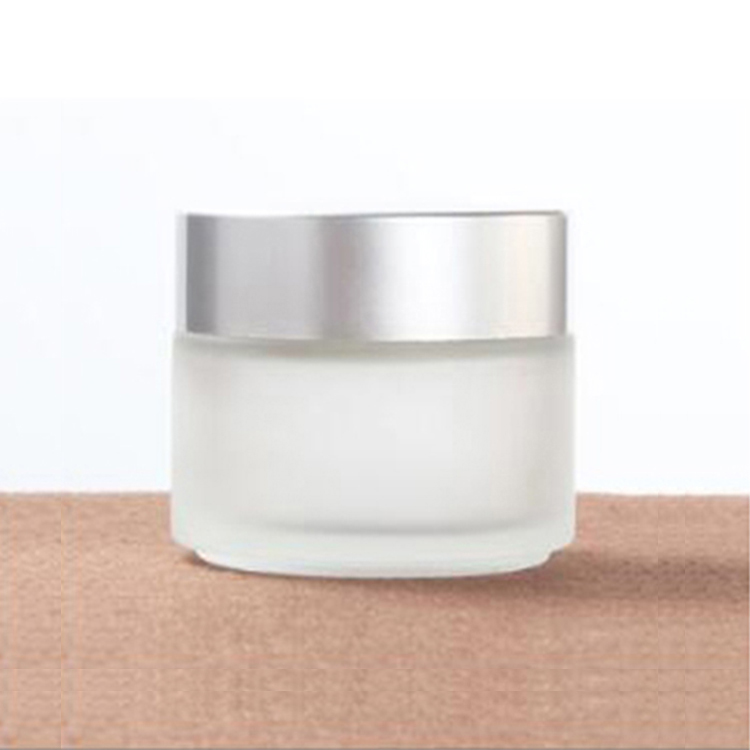 100g clear frosted glass cosmetic cream jar with black gold silver lid