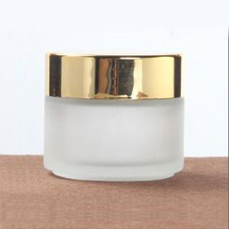 100g clear frosted glass cosmetic cream jar with black gold silver lid
