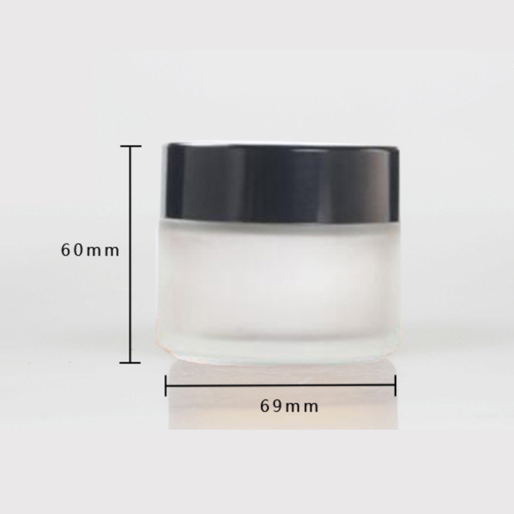 100g clear frosted glass cosmetic cream jar with black gold silver lid
