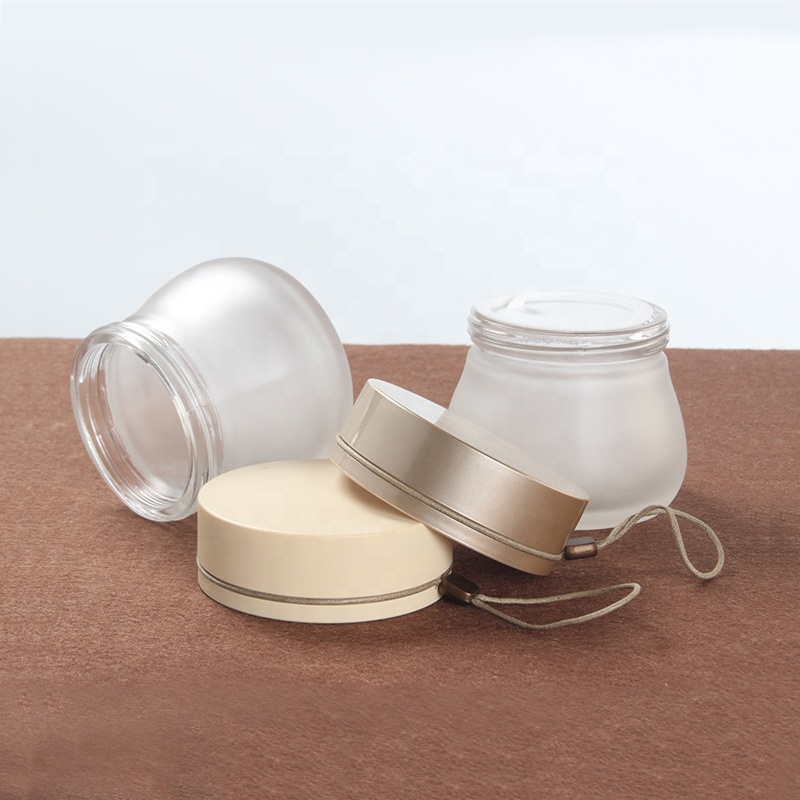100g clear frosted glass cosmetic cream jar with plastic lid