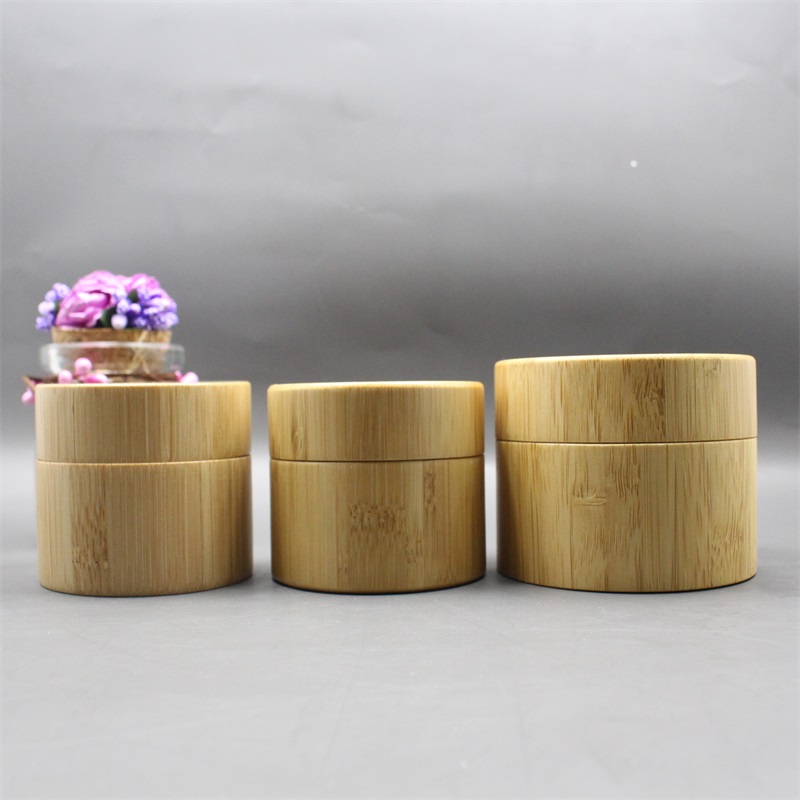 100g colored glass cosmetic jar with bamboo screw cap eco friendly cosmetic containers envases