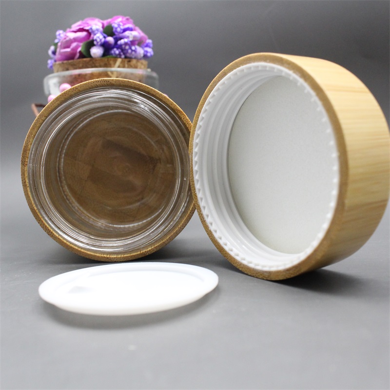 100g colored glass cosmetic jar with bamboo screw cap eco friendly cosmetic containers envases