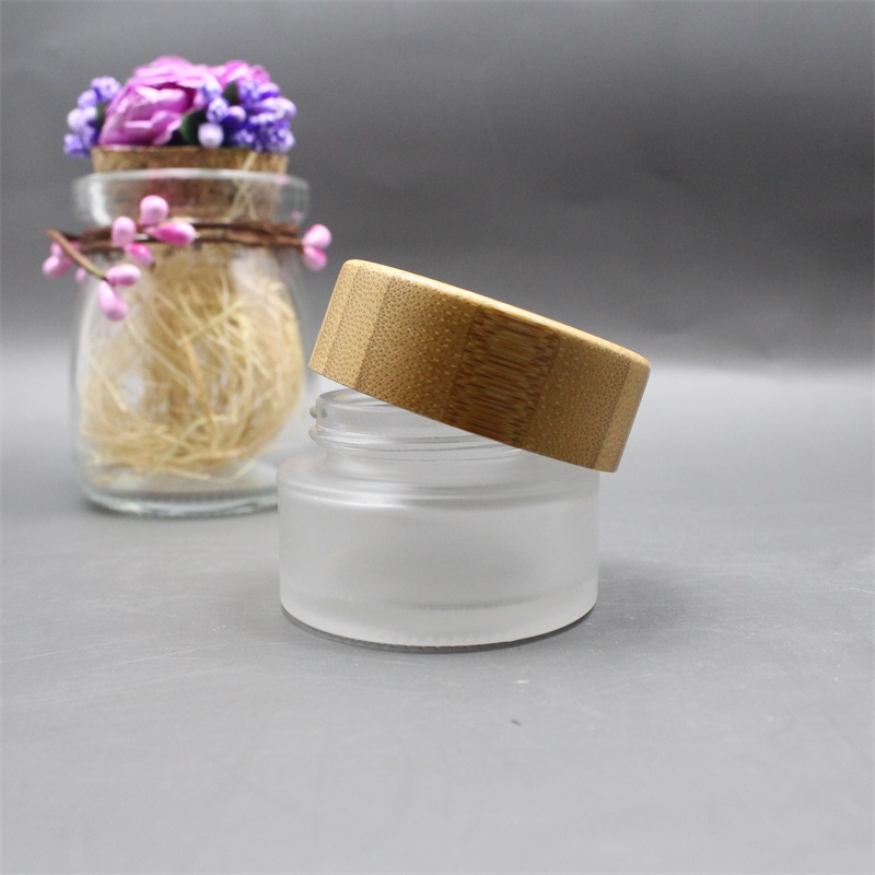 100g colored glass cosmetic jar with bamboo screw cap eco friendly cosmetic containers envases