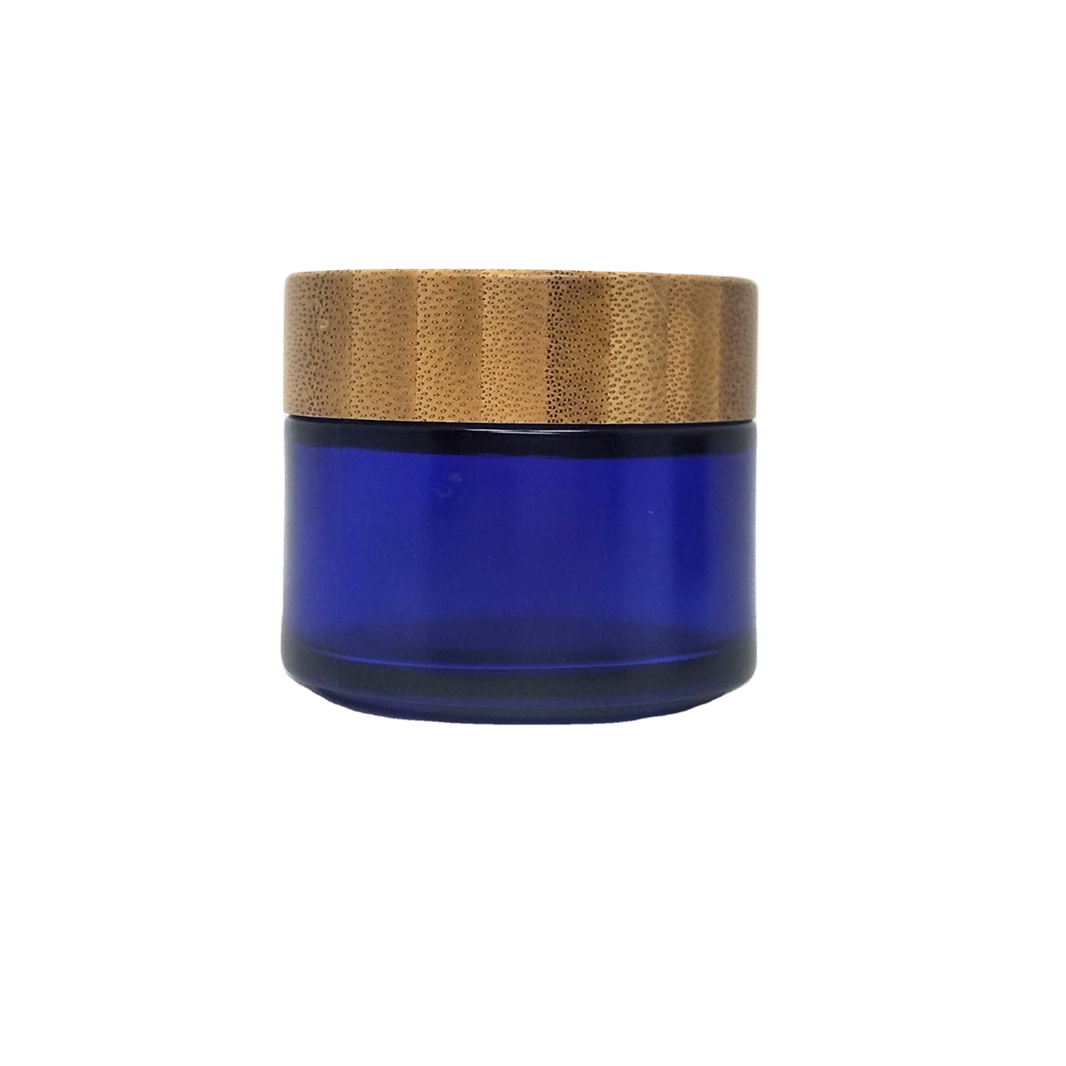 100g dark blue glass cosmetic jars  with bamboo lid for  body cream