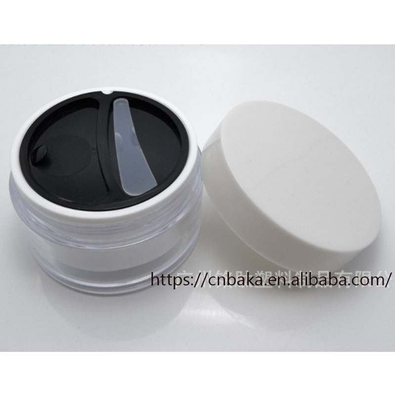 100g face cream skin care product two half mask face cream bottle,transparent double cream bottle with spoon,Premium jars
