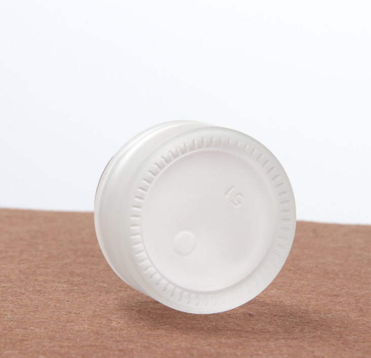 100g frosted glass round empty face cream jar white cap