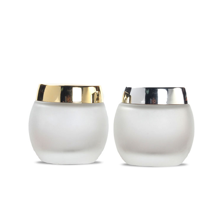 100g frosted spherical glass cosmetic cream mask jar with gold silver plastic lid