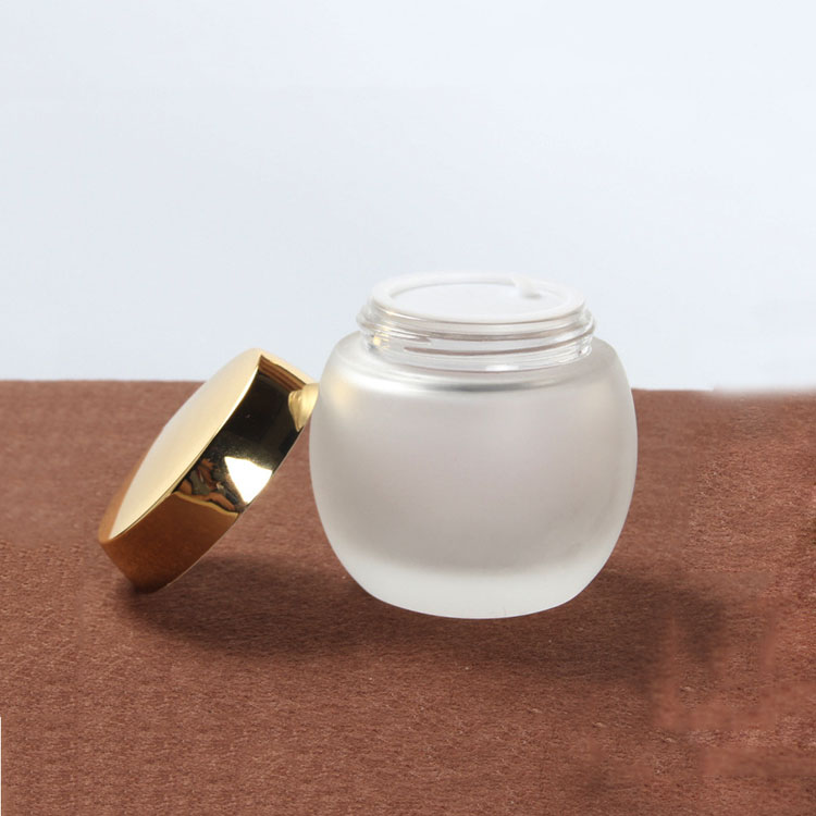 100g frosted spherical glass cosmetic cream mask jar with gold silver plastic lid