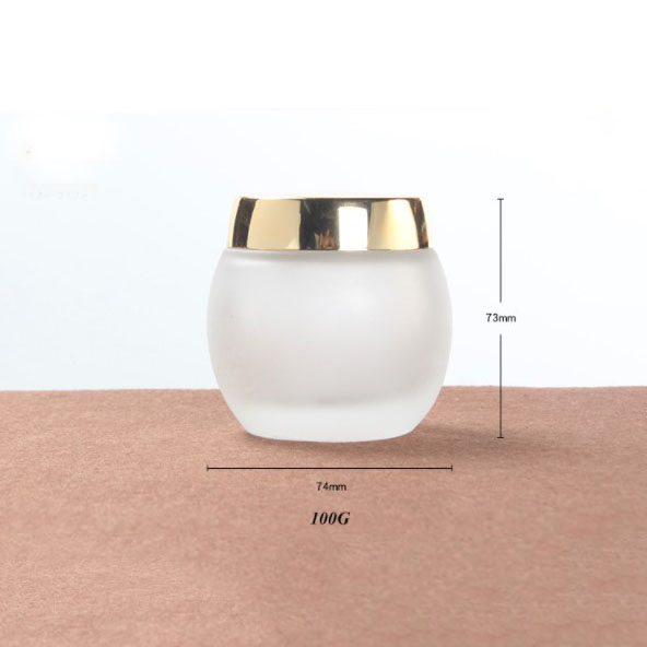100g frosted spherical glass cosmetic cream mask jar with gold silver plastic lid