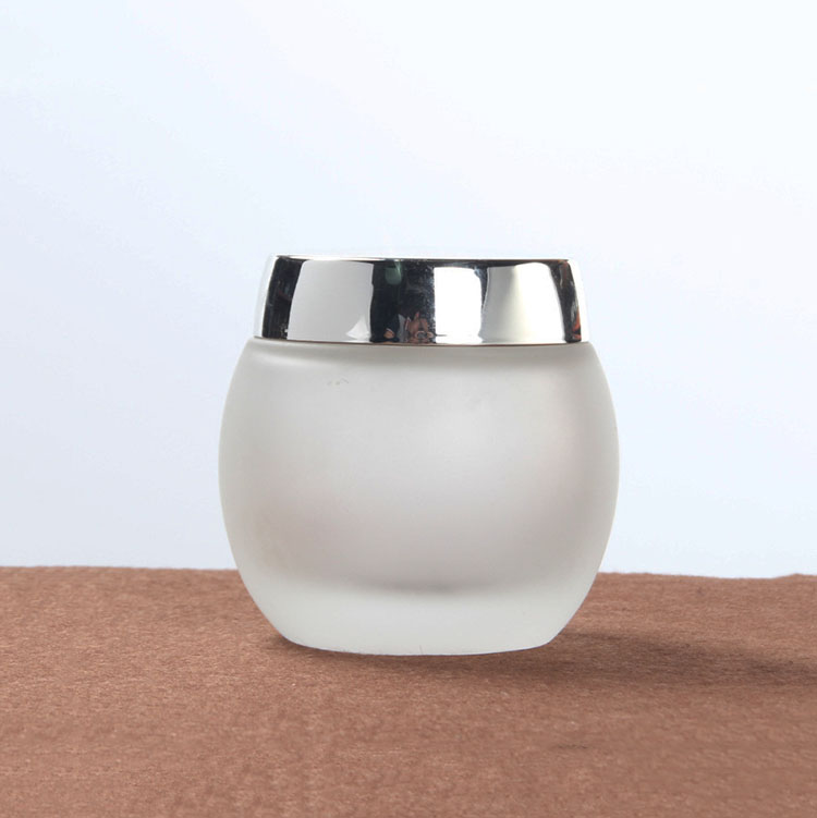 100g frosted spherical glass cosmetic cream mask jar with gold silver plastic lid