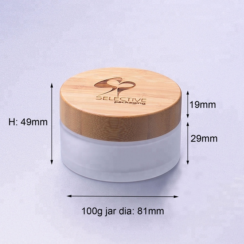 100g glass jar with bamboo cap cosmetic jar packaging