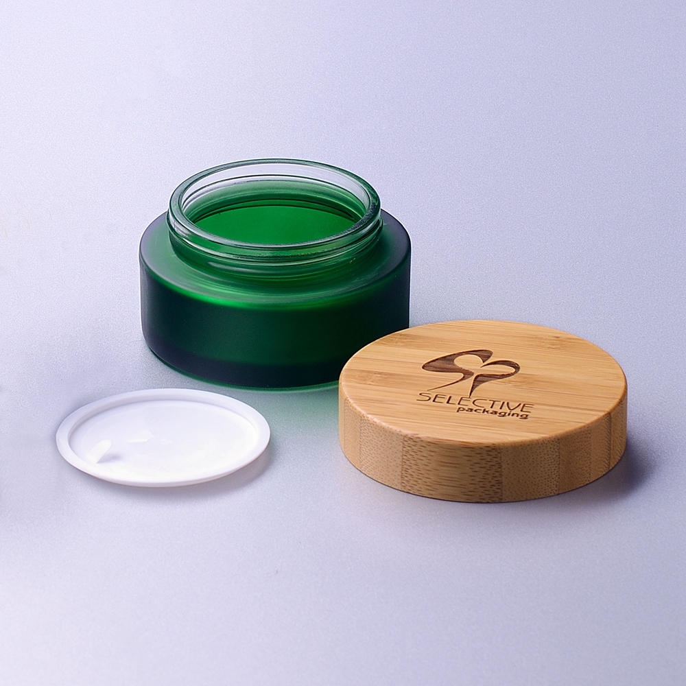 100g glass jar with bamboo cap cosmetic jar packaging