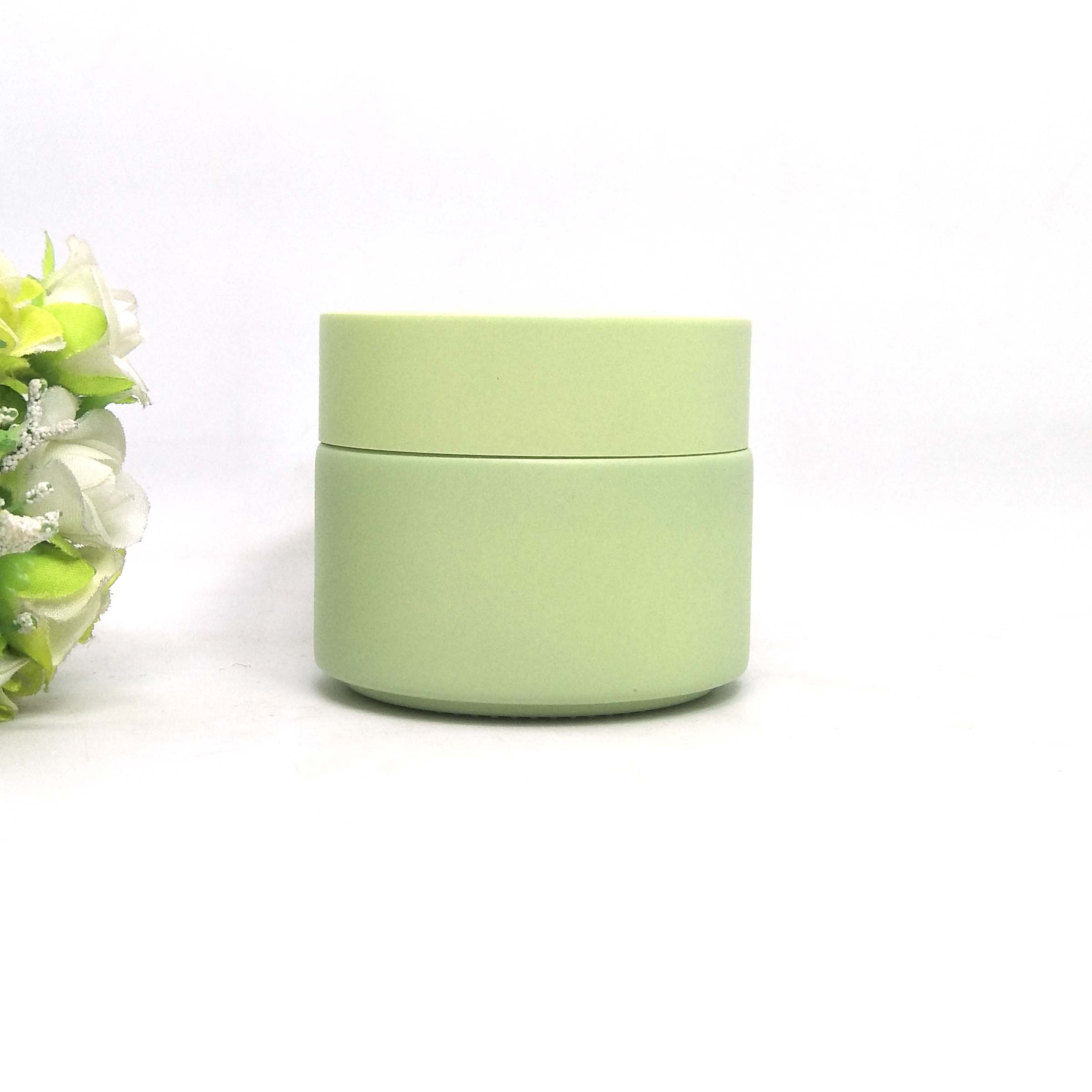 100g green Ceramic Cream Opal Glass Cosmetic Jars with Lid