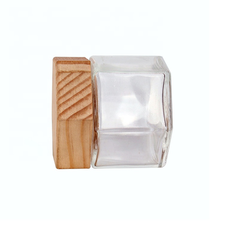 100g hexagonal glass honey jar with screw hexagonal wooden lid