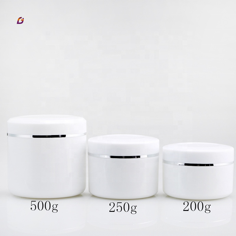 100g plastic white jar 300 g container cosmetics hair cream jar plastic cream container with silver line