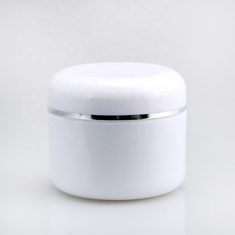100g plastic white jar 300 g container cosmetics hair cream jar plastic cream container with silver line