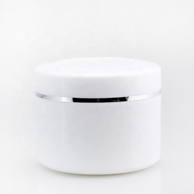 100g plastic white jar 300 g container cosmetics hair cream jar plastic cream container with silver line