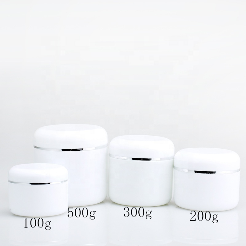 100g plastic white jar 300 g container cosmetics hair cream jar plastic cream container with silver line