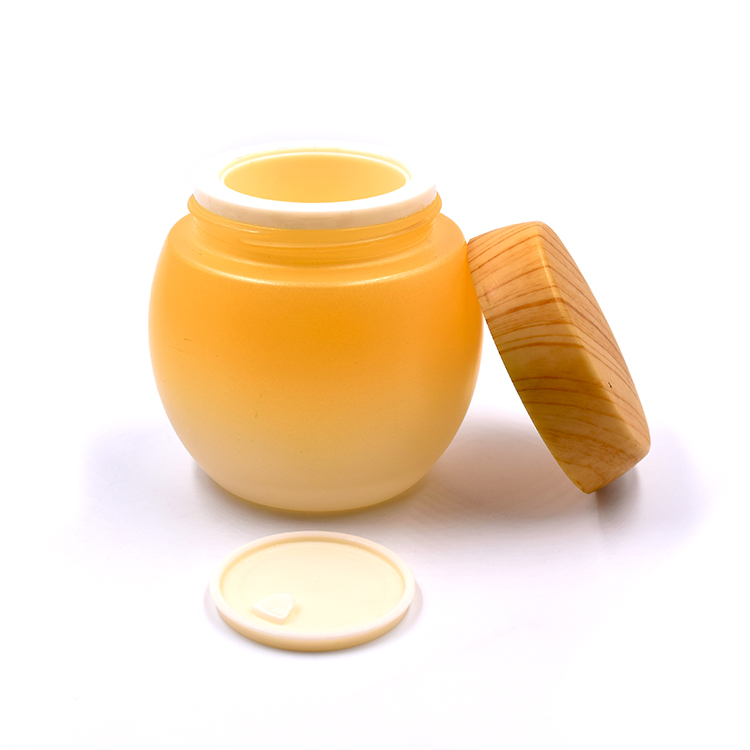 100g round painting color cosmetic glass jar customize glass jar with bamboo grain lid
