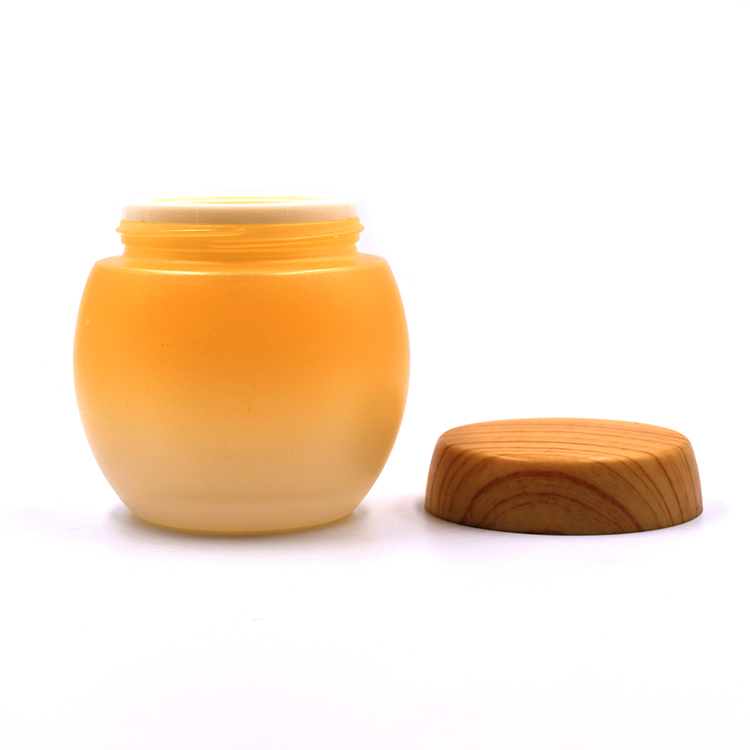 100g round painting color cosmetic glass jar customize glass jar with bamboo grain lid