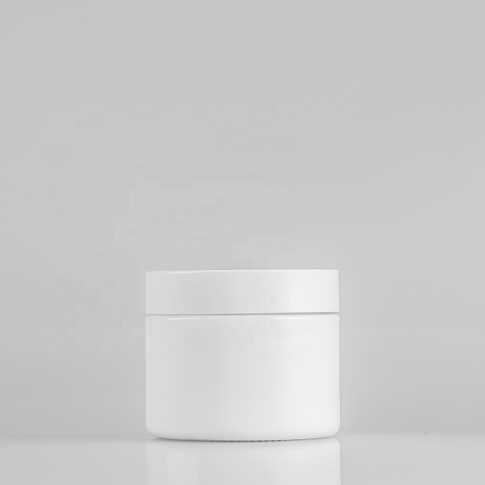 100g round white opal glass cream jar cosmetic with plastic lid