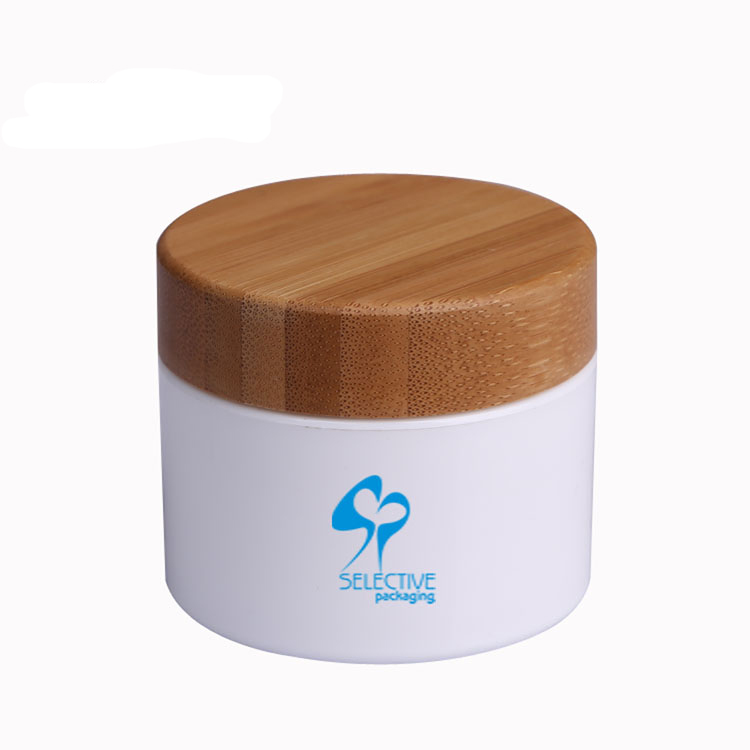100g white pp jar with bamboo lid cosmetic jar eco-friendly cosmetic packing