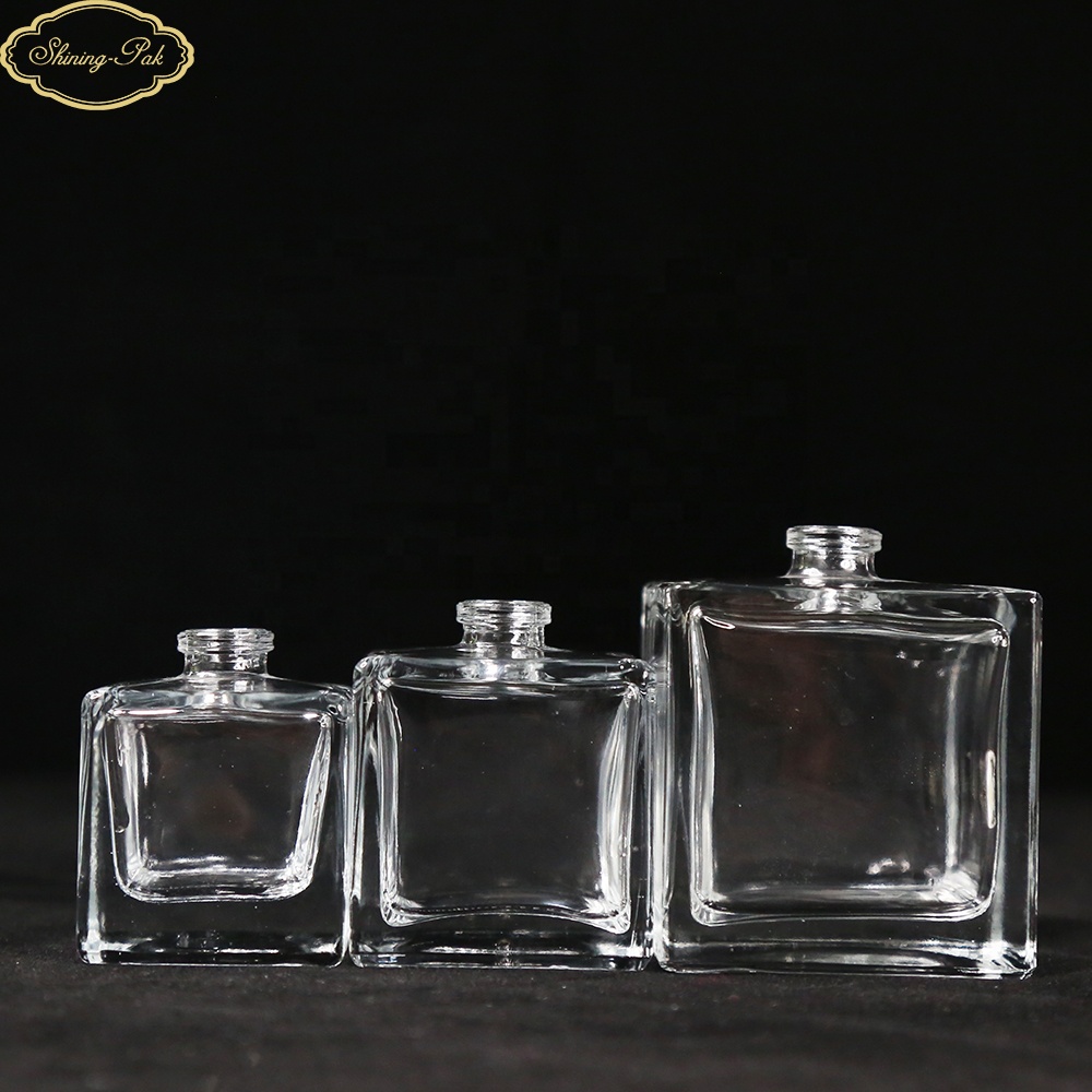 100mI square wholesale perfume glass bottle with spray cap