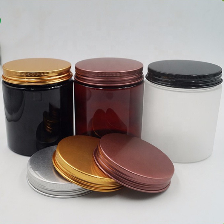 100ml 120ml 150ml 200ml 250ml 300ml 500ml amber pet plastic jars with black lid