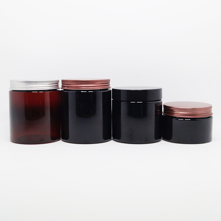 100ml 120ml 150ml 200ml 250ml 500ml black plastic jar pet with black caps
