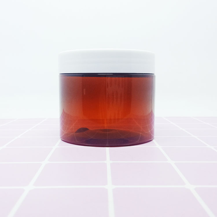 100ml 120ml 150ml 200ml 250ml  amber round pet plastic cosmetic jar with white plastic lid