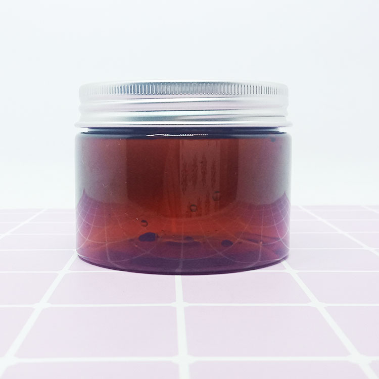 100ml 120ml 150ml 200ml 250ml amber round pet plastic cosmetic jar with white plastic lid