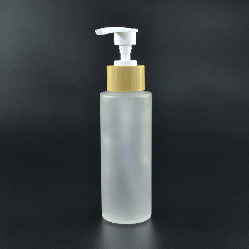 100ml 120ml 150ml bamboo glass frosted lotion pump bottle