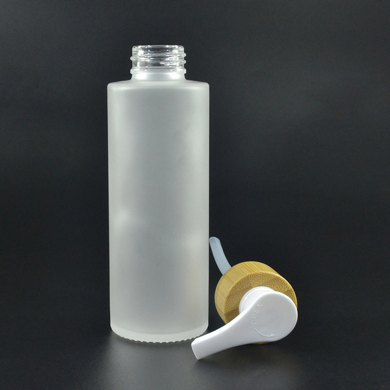 100ml 120ml 150ml bamboo glass frosted lotion pump bottle