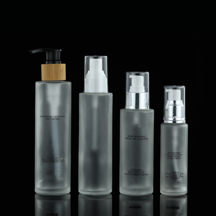 100ml 120ml 150ml cosmetic clear frosted toner glass bottle with screw cap