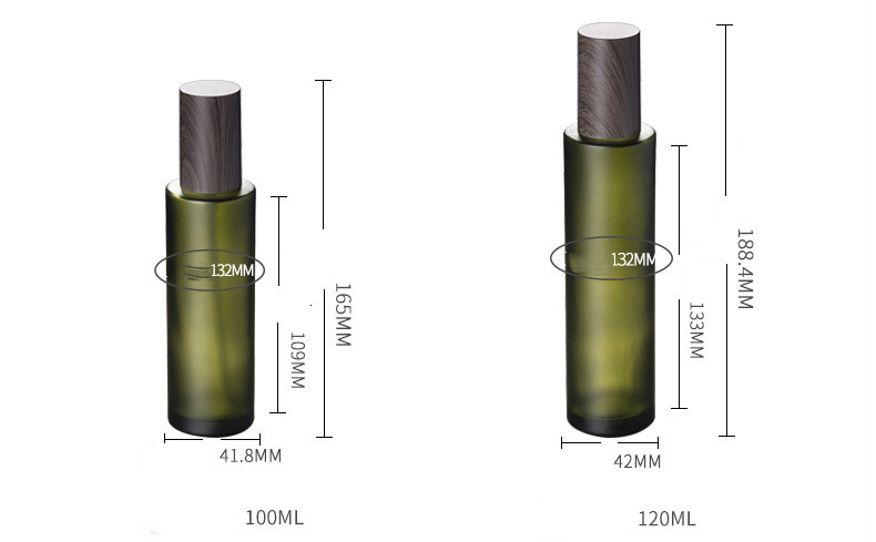 100ml 120ml green frosted lotion pump bottle 30ml 50ml matte green glass jar 30g 50g