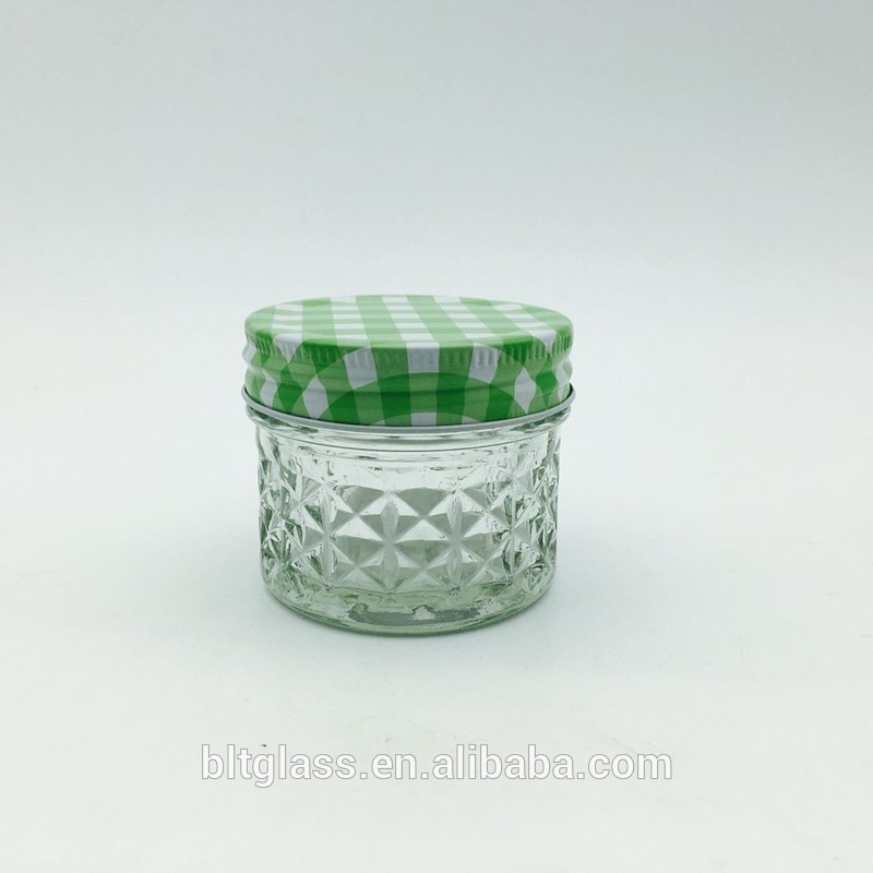 100ml 120ml small quilted jelly jam new preserve embossed glass jar with lid