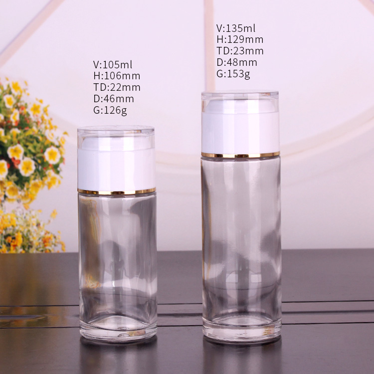 100ml 130ml Glass lotion bottle with pump sprayer