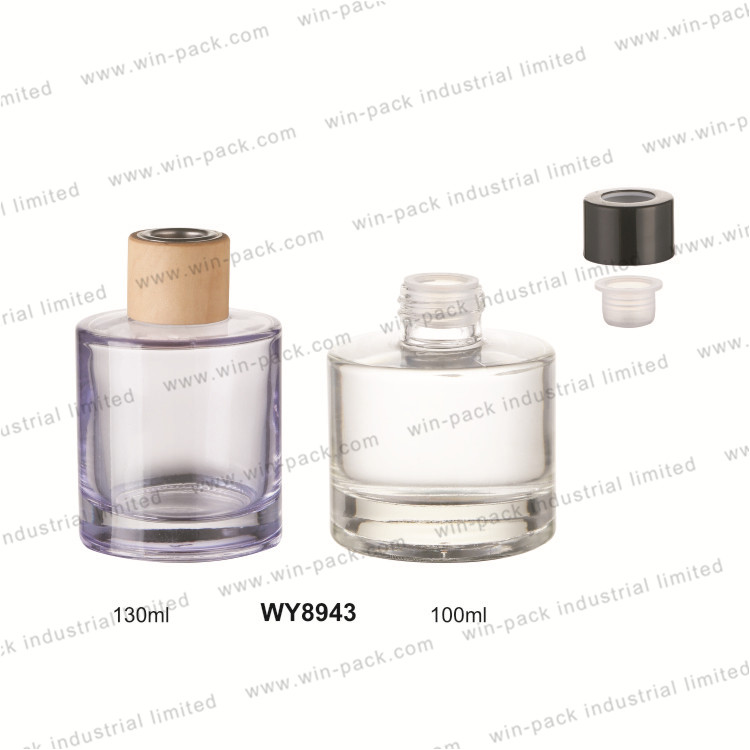 100ml 130ml perfume glass bottle with black wooden cap and stopper