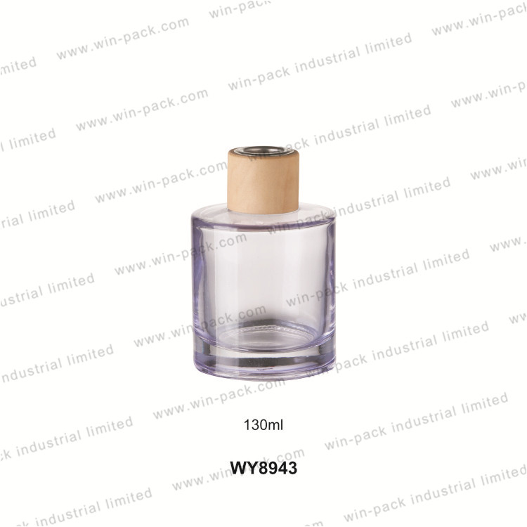 100ml 130ml perfume glass bottle with black wooden cap and stopper
