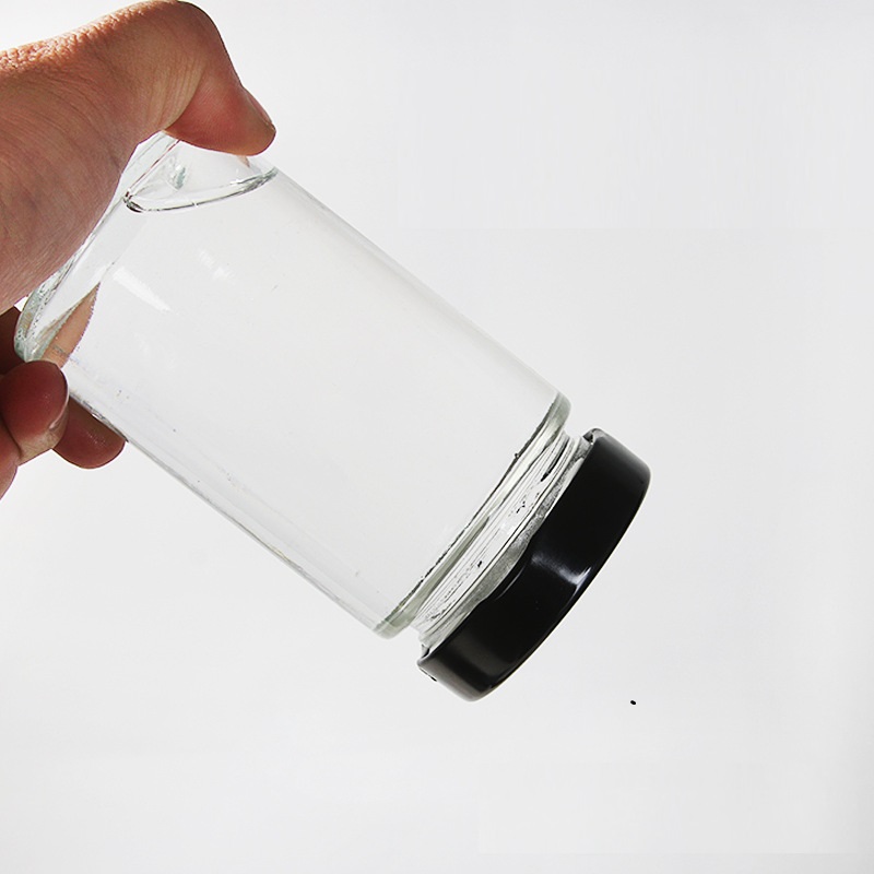 100ml 140ml 180ml 200ml 220ml 280ml 380ml 500ml Glass Clear Round Jars with Black Lids For Storage Food Honey Glass Jars