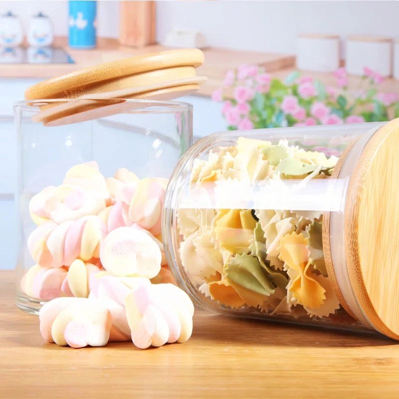 100ml 150ml 200ml 250ml 300ml 350ml 400ml 450ml 550ml 650ml 750ml 1000ml candy food airtight storage glass jar with bamboo lid