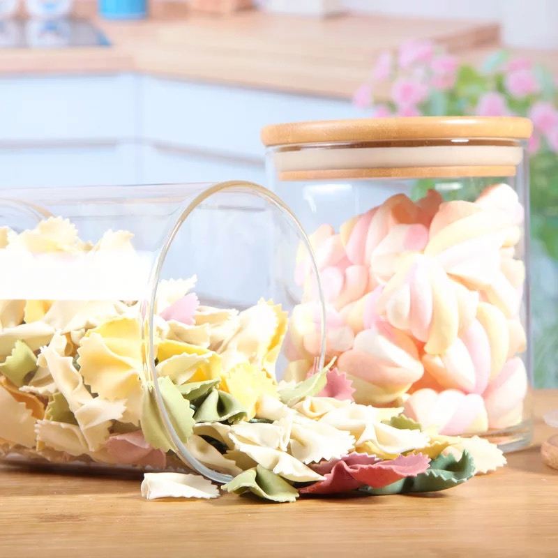 100ml 150ml 200ml 250ml 300ml 350ml 400ml 450ml 550ml 650ml 750ml 1000ml candy food airtight storage glass jar with bamboo lid