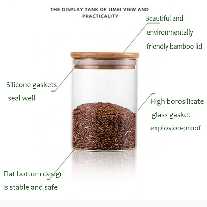 100ml 150ml 200ml 250ml 300ml 350ml 400ml 450ml 550ml 650ml 750ml candy food airtight glass storage jar with bamboo lid