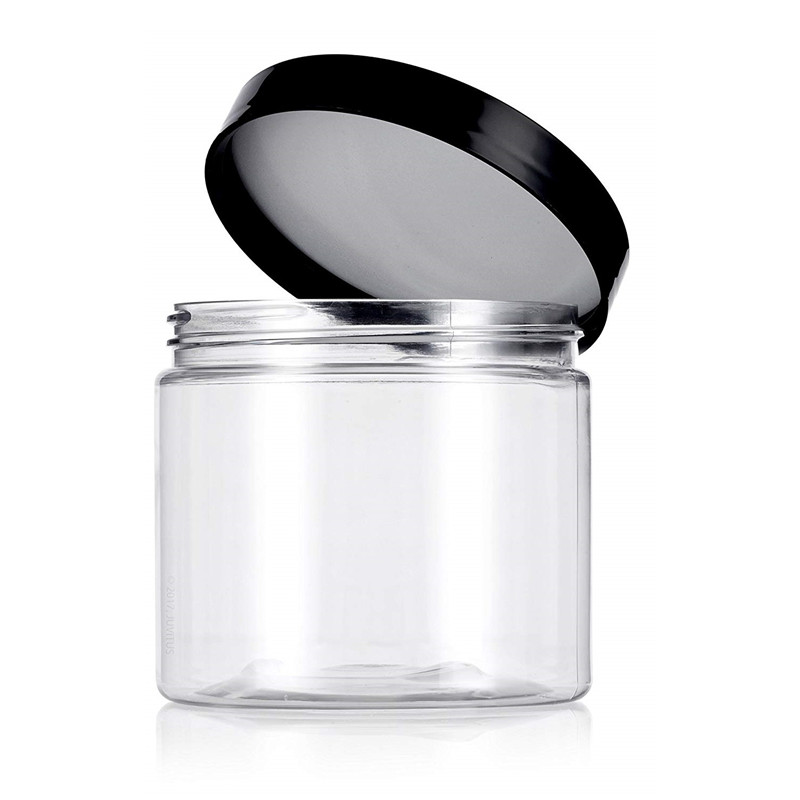 100ml 150ml 200ml 250ml 300ml clear amber black pet plastic cosmetic cream jar with plastic aluminum lid for cosmetic packaging