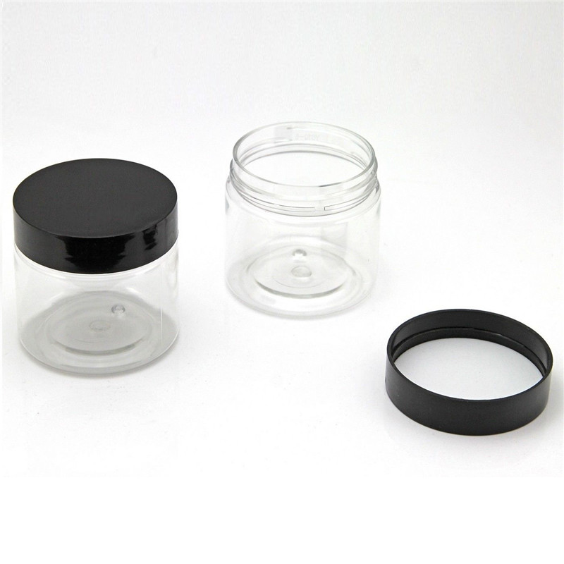 100ml 150ml 200ml 250ml 300ml clear amber black pet plastic cosmetic cream jar with plastic aluminum lid for cosmetic packaging