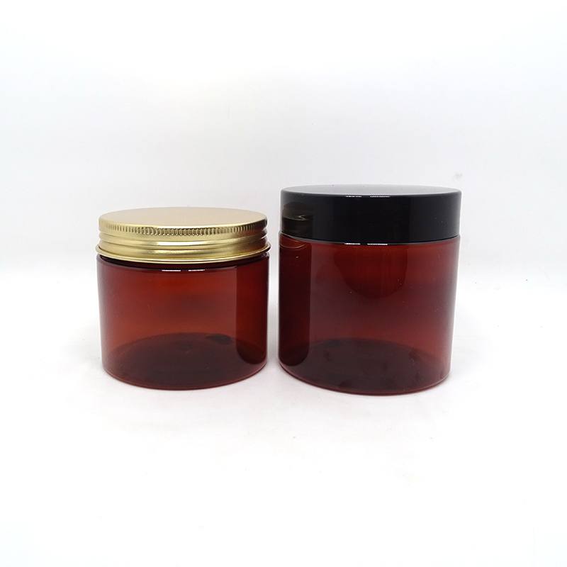 100ml 150ml 200ml 250ml 300ml cosmetic cream hair gel food container amber 12 oz jar with plastic lid