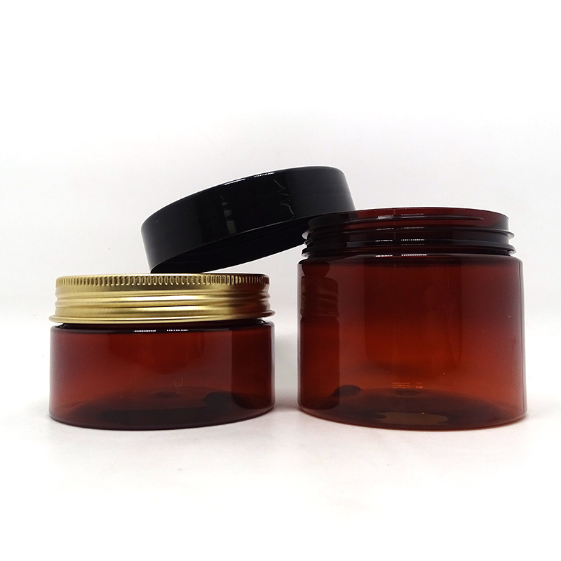 100ml 150ml 200ml 250ml 300ml cosmetic cream hair gel food container amber 12 oz jar with plastic lid